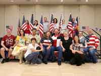 First Row: John Robinson, Jo Thompson-Szymanski, Ruben Luna, Jill Babinec, Cheryl & David Bingham (Event Organizers) Joanne Brady, Maddison Glover, A.J. Herbert,  Scott Herbert - Second Row: Flag Bearers at Pikes Peak Line Dance or Bust - 2017 in Colorado Springs, CO